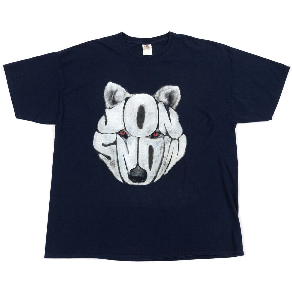 Game Of Thrones Jon‎ Snow Wolf Graphic Print T-Shirt Navy Size 2XL
